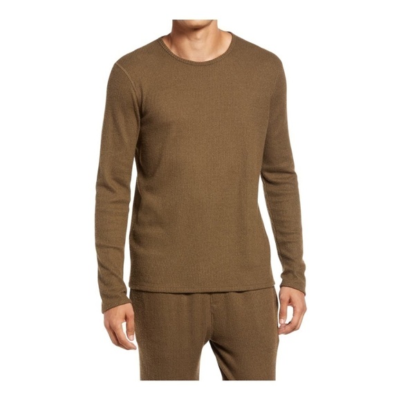 ATM Anthony Thomas Melillo Waffle Knit Long Sleeve Crew sweater in sable - Picture 1 of 13